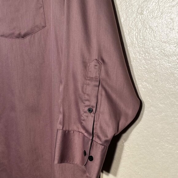 Geoffrey Beene Mens XL 17 1/2 33-35 Wrinkle-Free Sateen Dress Shirt Lavender - Picture 7 of 16